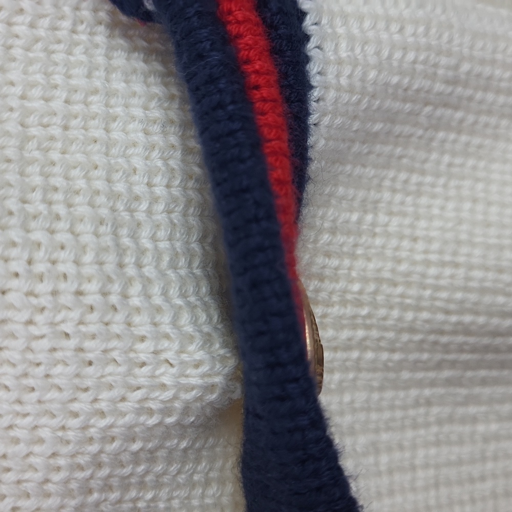 J. Crew Cream Bouclé Cardigan with Navy & Red Trim. Size XXL - Picture 8 of 14
